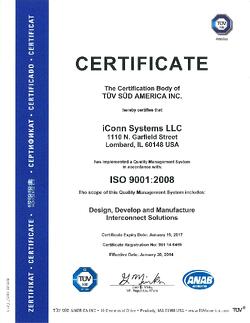 ISO 9001:2008 Certification for iCONN Systems